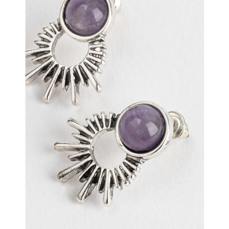 Aros Bañados En Plata Piedra Amatista Plateado