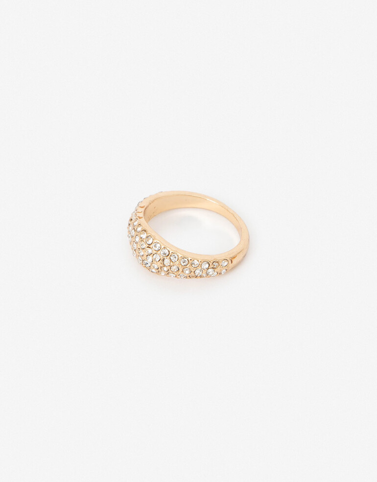 Anillos Medianos y Grandes Strass Anillo De Metal Con Strass - Dorado