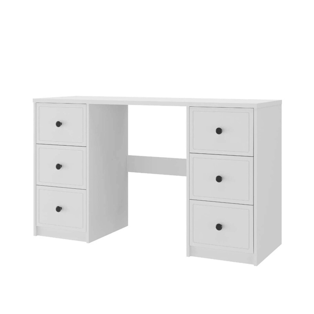 ESCRITORIO MDF BLANCO AMERICANA 6 CAJONES