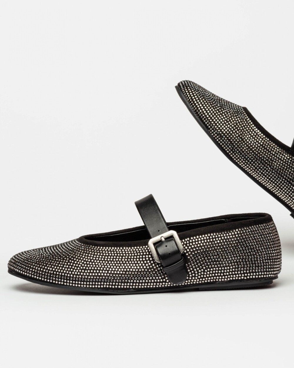 Ballerina Bright en efecto cuero Negro