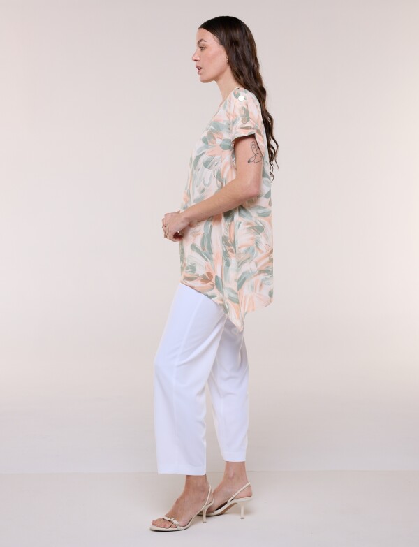 Blusa Estampada Con Ruedo Asimétrico ROSA/MULTI