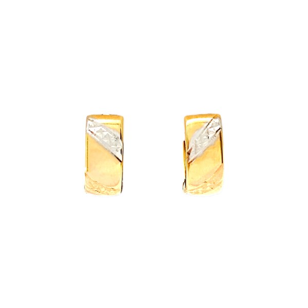 Caravanas aros de oro amarillo y oro blanco- Oro bajo - Sin piedra- CA8246 sinpiedra