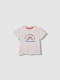 Camiseta Estampado Flor Naranja Blanco