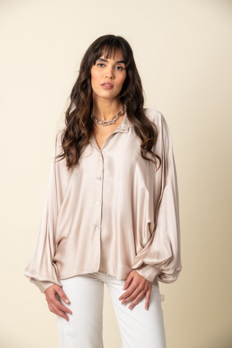 Camisa Lisa Satén Beige