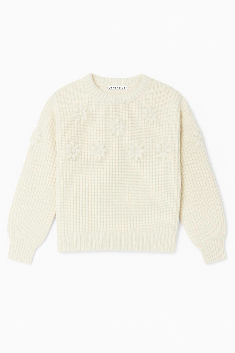 Sweater con flores - Blanco 