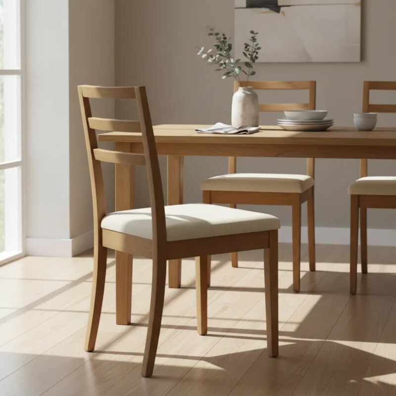 SILLA BAJA - MADERA CLARA - TAPIZADO TELA BEIGE SILLA BAJA - MADERA CLARA - TAPIZADO TELA BEIGE