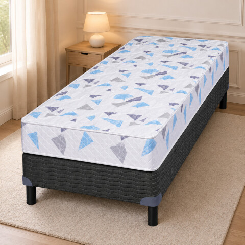 Sommier y Colchón 1 Plaza AZURITA - Espuma Alta Densidad Reversible - Soporta hasta 120 kg Sommier y Colchón 1 Plaza AZURITA - Espuma Alta Densidad Reversible - Soporta hasta 120 kg