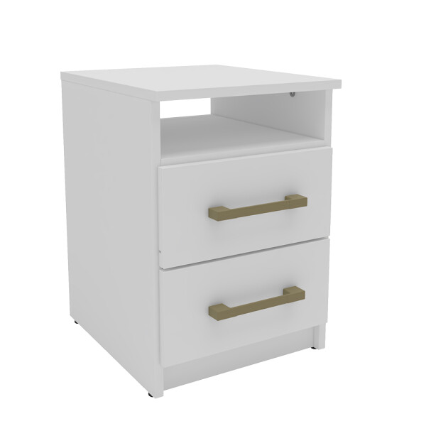 MESA DE LUZ BLANCA 2 CAJONES Mesa De Luz Blanca 2 Cajones