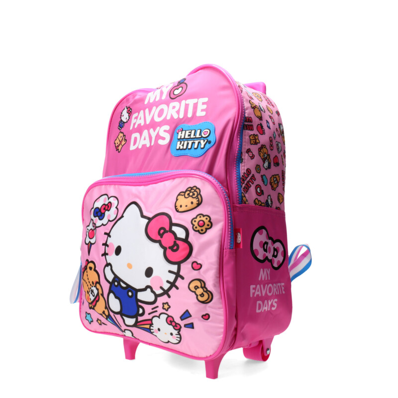 Mochila Hello Kitty 16" Con Carro Rosado - Fucsia