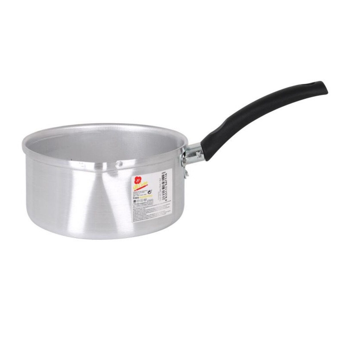 Cazo de Aluminio 16 cm con Mango Negro sin Tapa 