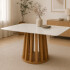 Mesa De Comedor Jade Circular 102 Cm Laqueada Vidrio Moderna Blanco 1