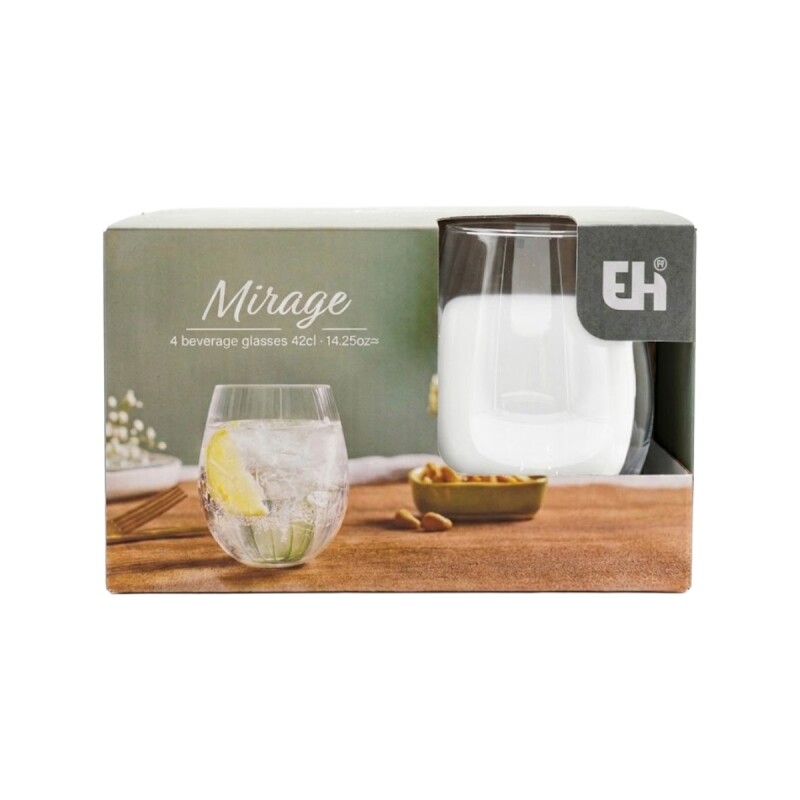 SET VASO VIDRIO 4PZAS 420ML Unica