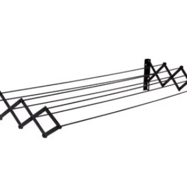 TENDEDERO PLEGABLE PARED ACERO NEGRO 1,00M 42CM X 1,00M X 16CM - SOPORTA 12 KG NEGRO