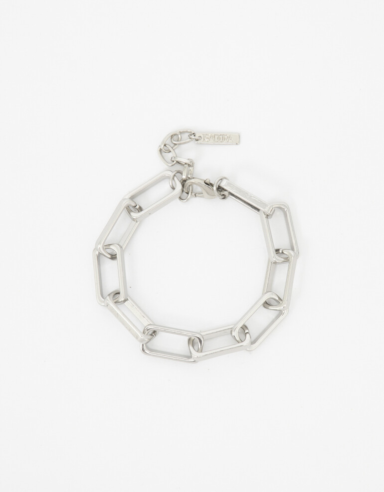 Pulseras Flexibles Metal Pulsera Flexible Maxi Eslabones - Plateado Rodio