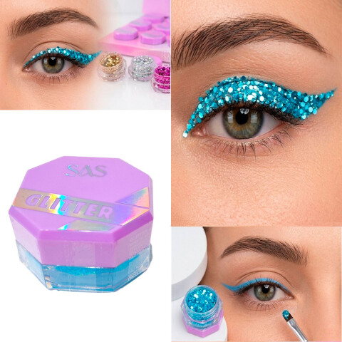 SAS Sombra de ojos con glitter Celeste