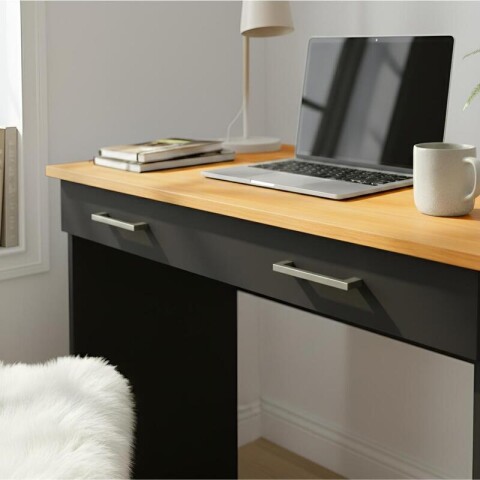 Escritorio Juvenil Mesa De PC 90cm Con Cajón Negro / Cinamomo Escritorio Juvenil Mesa De PC 90cm Con Cajón Negro / Cinamomo