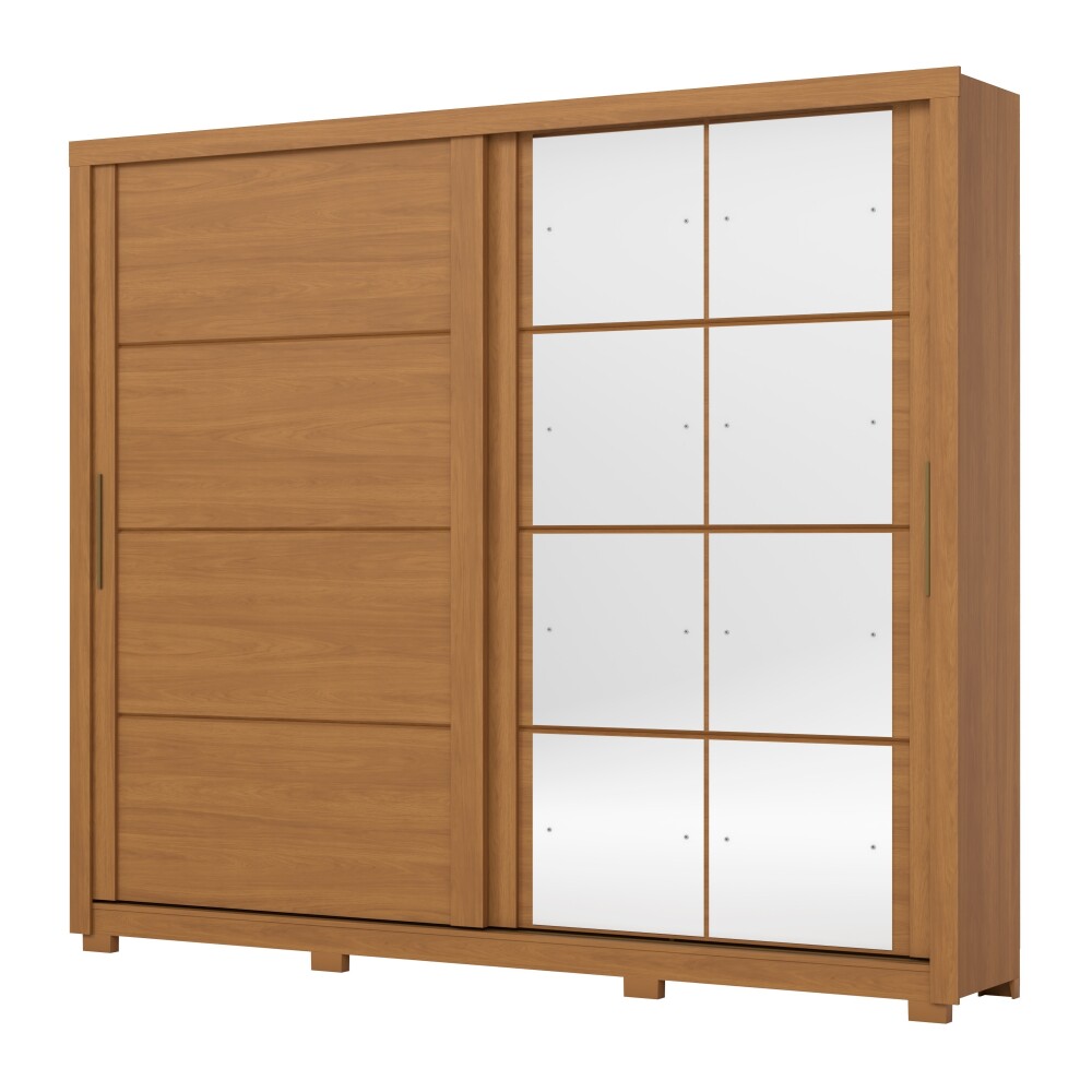 ROPERO PALACE 2 PUERTAS 4 CAJONES INTERNOS 2 ESPEJOS GUARDARROPA CLOSET ARMARIO COLOR MADERA