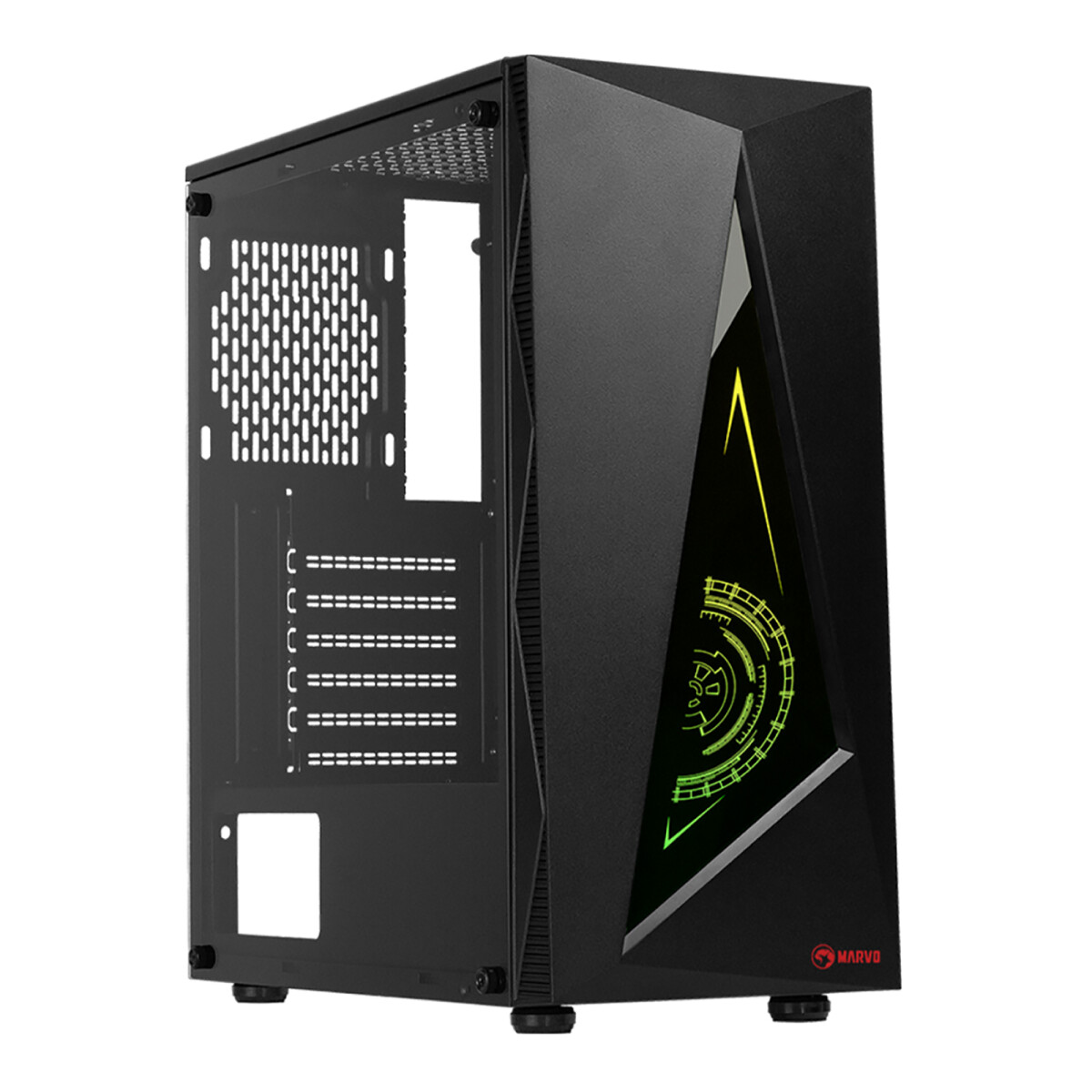 Marvo - Gabinete Gaming Mid Tower CA-119 - Panel Frontal Rgb. 3.5" Hdd X 2, 2.5" Ssd X 5. Ranuras de - 001 