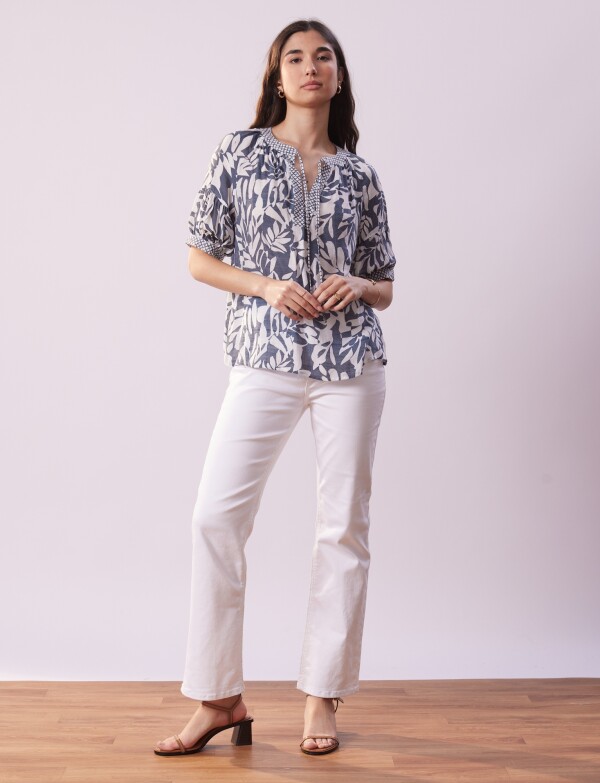 Blusa Cordel BLANCO/AZUL