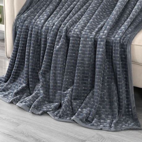 Set Invierno Manta Polar 1 Plaza + Calienta Cama CuorI Azul Oscuro