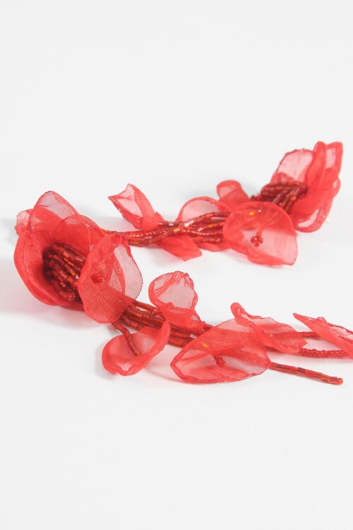 Caravanas party pétalos mostacillas bordo