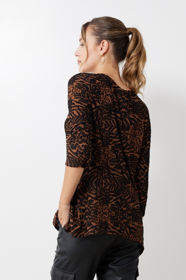 Blusa Labrada NEGRO/MARRON