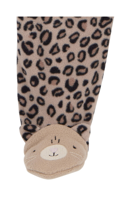Pijama uno pieza de micropolar, con pie, diseño leopardo Sin color