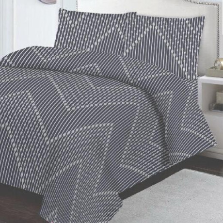 Juego De Sábanas 1 Plaza ESTAMPADOS Cotton Flor RAYADO MODERNO GRIS