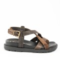 Imagen de Sandalias De Cuero Tiras Cruzadas - Chocolate