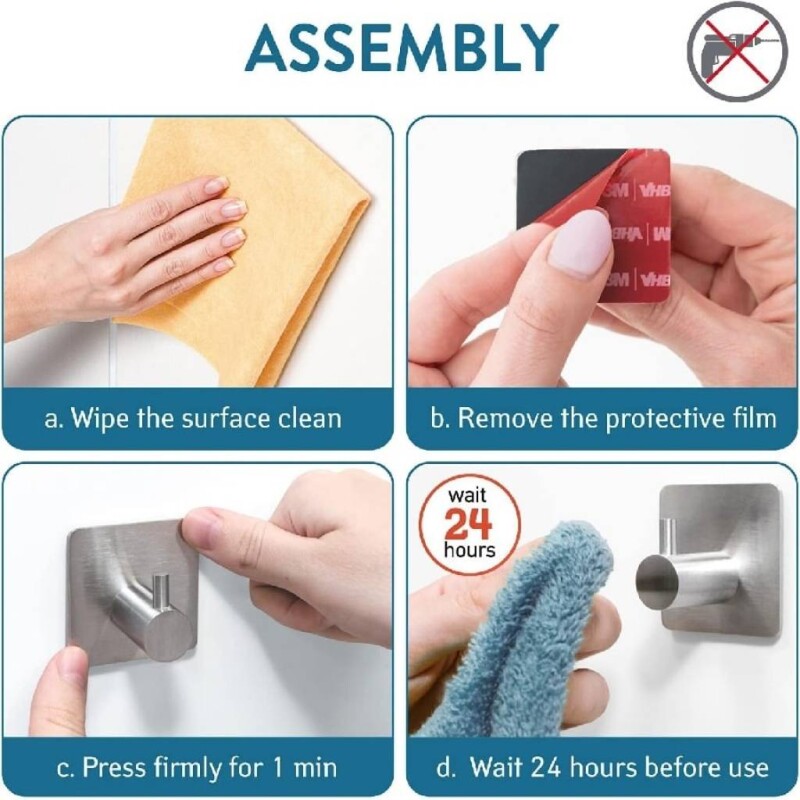 Gancho autoadhesivo acero inoxidable para pared plateado
