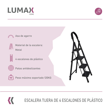 Escalera Tijera 4 Escalones De metal/plastico Negro
