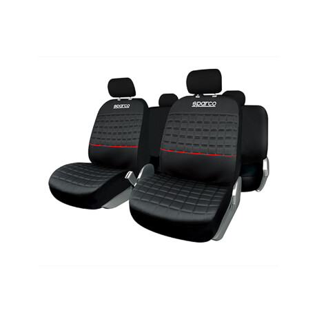Cubreasientos De Tela Color Negro Con Detalle En Rojo Sparco Cubreasientos De Tela Color Negro Con Detalle En Rojo Sparco