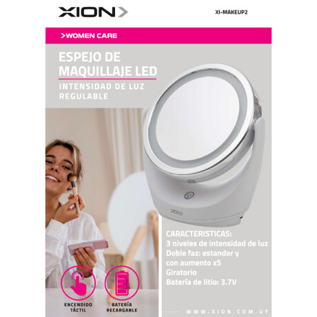 espejo de maquillaje luz led estandar y con aumento x5 COLOR UNICO