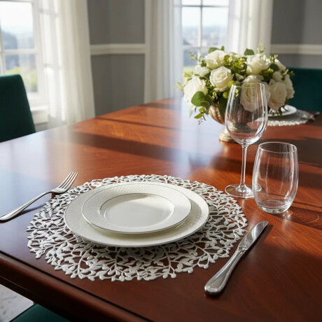 Mantel Individual Garden Redondo en PVC Ø38Cm Paramount Plateado