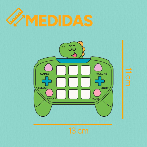 Joystick Consola Interactiva 15 Botones Con Luces Y Sonido Dinosaurio Verde