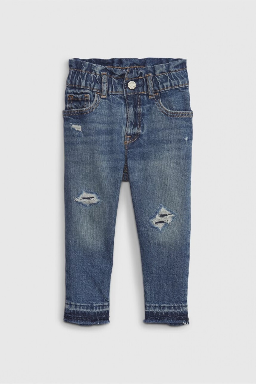 Jean Mom Toddler Niña Two Tone Fdr Wind Blu