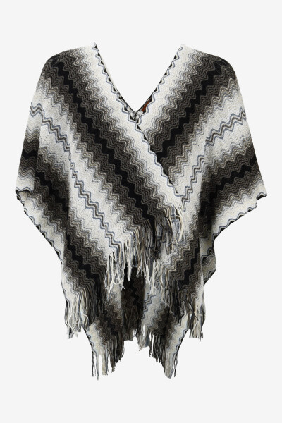 PONCHO CON FLECOS Negro