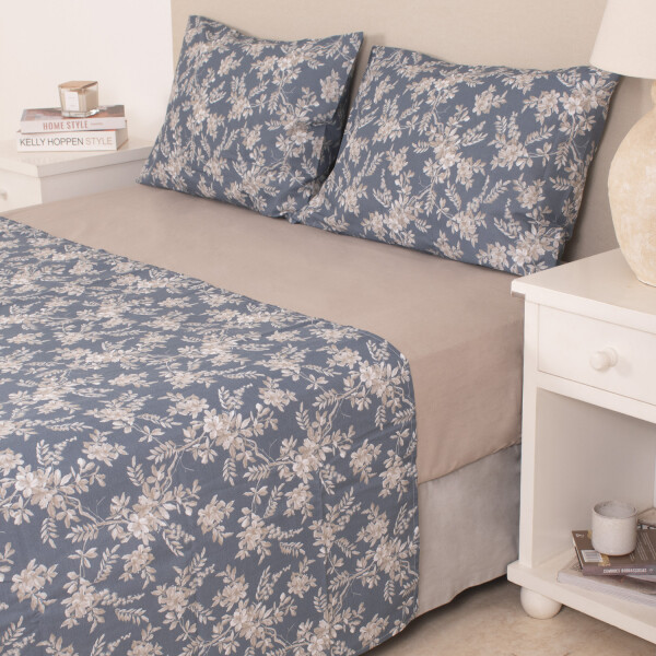 Juego de Sábana Colección Valdivia Flores con Fondo Greige Twin