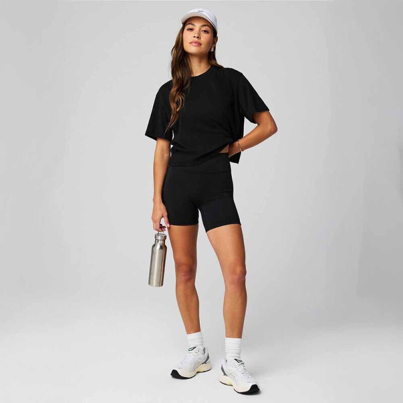 Polo Cotton Boxy Tee Mujer Black