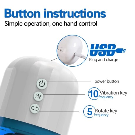 Masturbador Con Vibración Y Rotación Recargable Masturbador Con Vibración Y Rotación Recargable