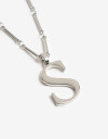 Collares Largos Metal Collar Largo Inicial S - Plateado Rodio