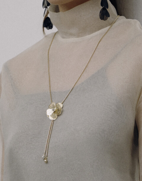 Collares Cortos Metal Collar Corto Flor Dorada - Dorado