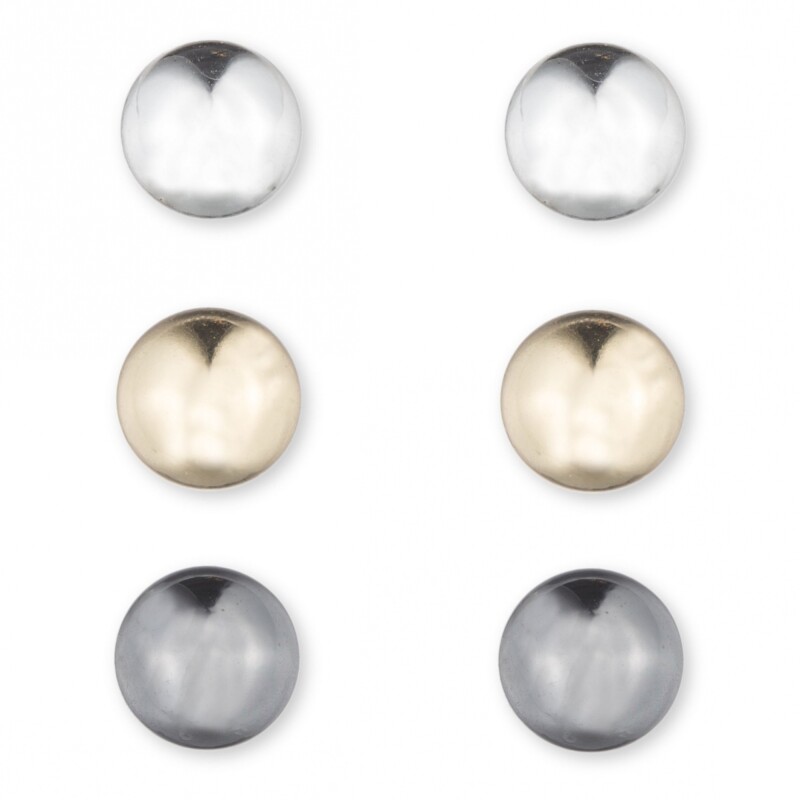 Pe Trio Studs - Slv/Gld/Hem Silver