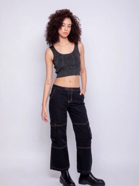 PANTALON PIECE OF CAKE CARGO PESPUNTE NEGRO