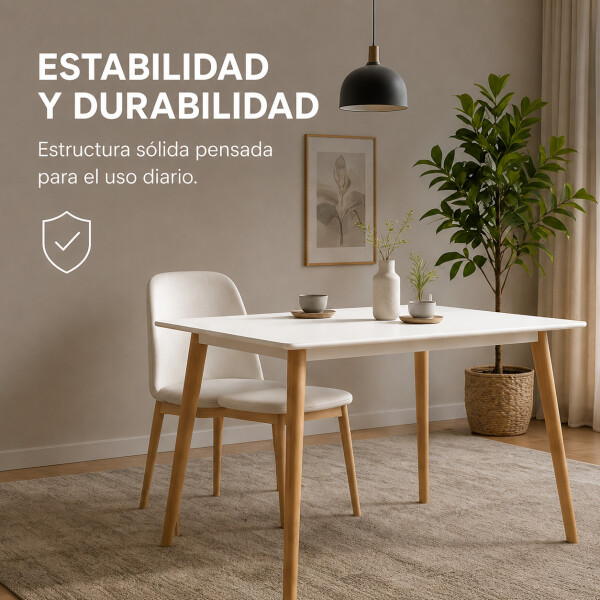 Mesa Comedor ComboHome Milan Rectangular Laqueada 120 x 80 Blanco 1
