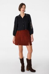 Falda Leather Marina Bordeaux