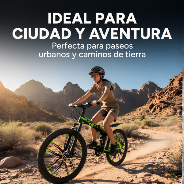 Bicicleta JJFH Rod 26 Doble Suspensión Plegable Freno Disco Color Verde