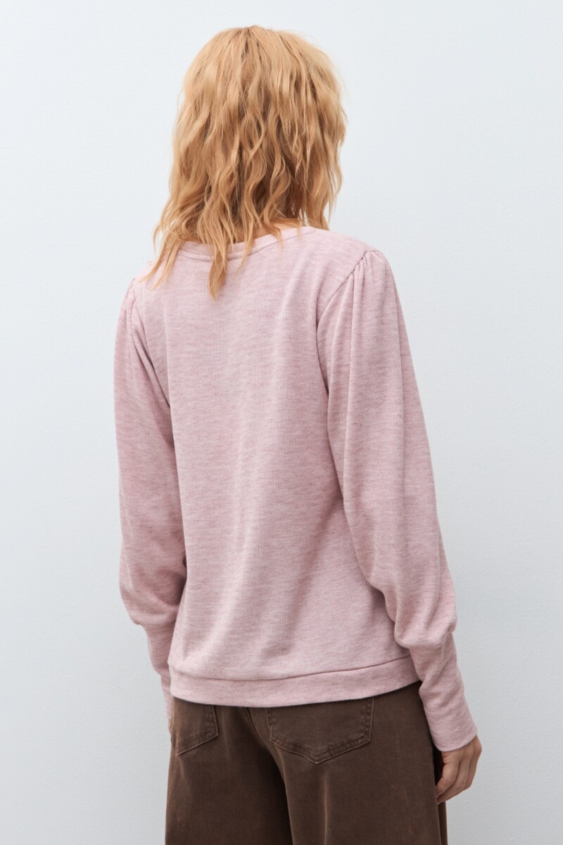 Remera mangas ballon rosa melange