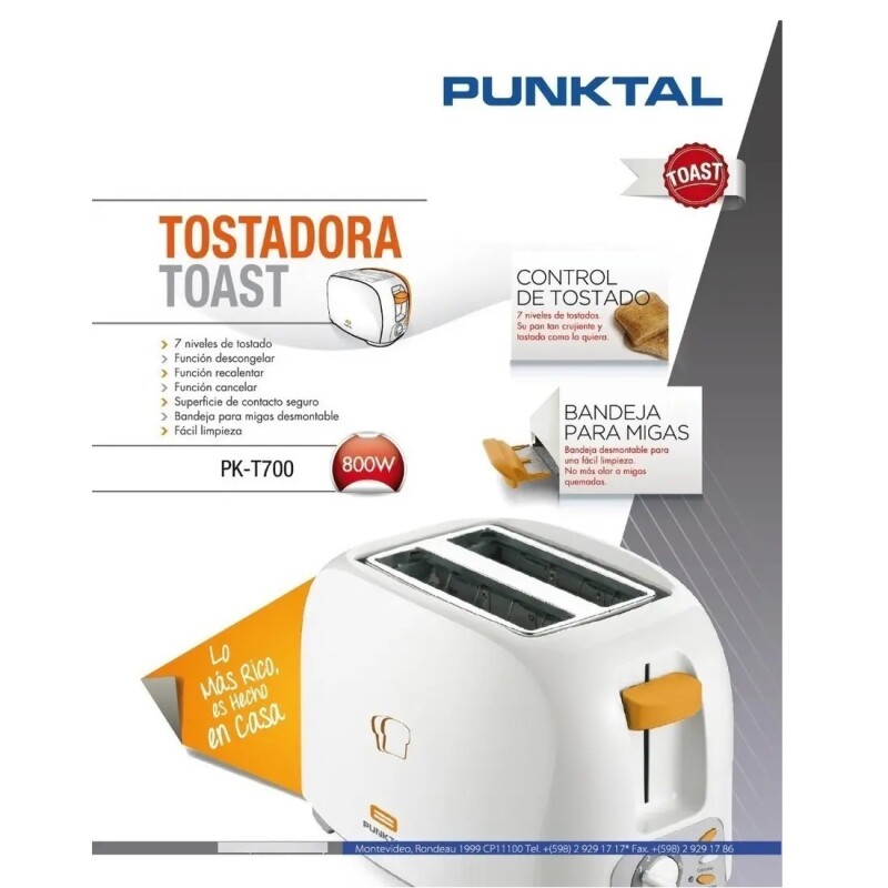 Tostadora De Pan Doble Punktal Pkt700 800w Tostadora De Pan Doble Punktal Pkt700 800w