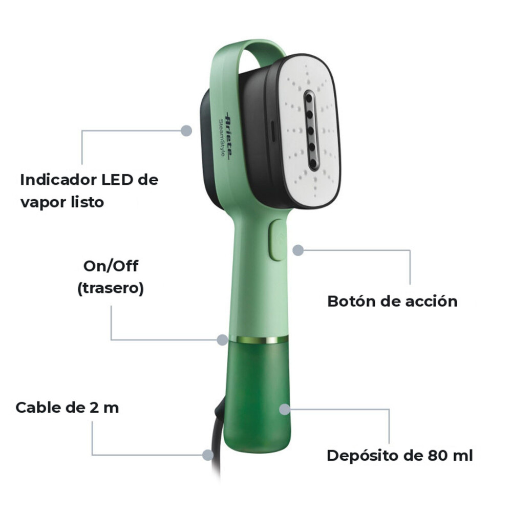 PLANCHA A VAPOR ARIETE 1200W VERDE MENTA MOD.4301
